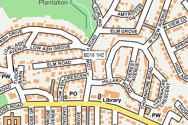 BD18 1HZ map - OS OpenMap – Local (Ordnance Survey)