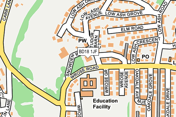 BD18 1JF map - OS OpenMap – Local (Ordnance Survey)