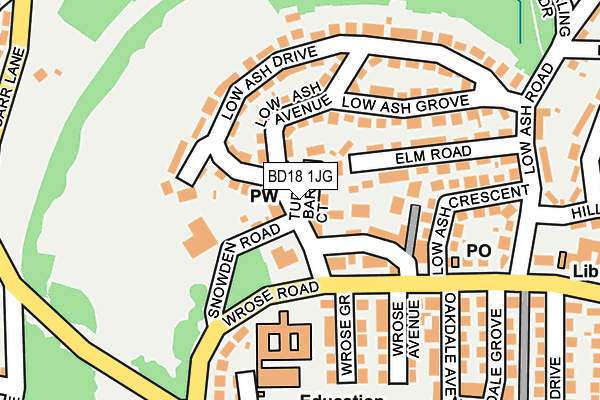 BD18 1JG map - OS OpenMap – Local (Ordnance Survey)