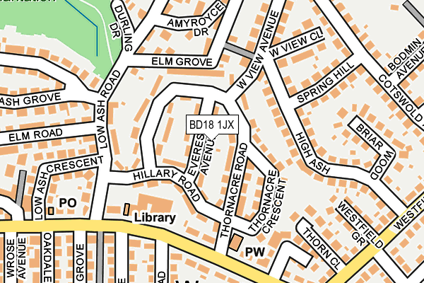 BD18 1JX map - OS OpenMap – Local (Ordnance Survey)