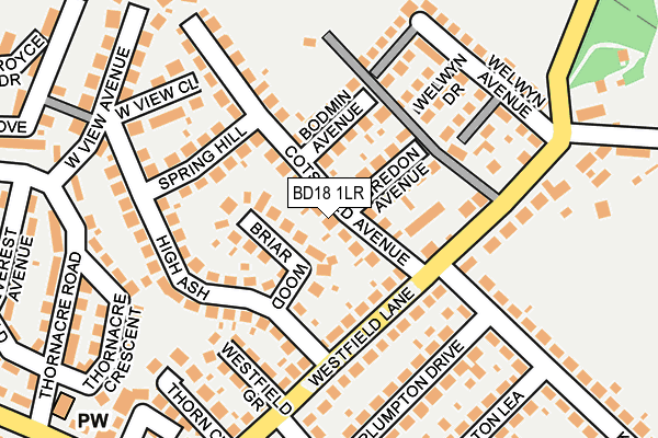 BD18 1LR map - OS OpenMap – Local (Ordnance Survey)