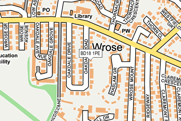 BD18 1PE map - OS OpenMap – Local (Ordnance Survey)