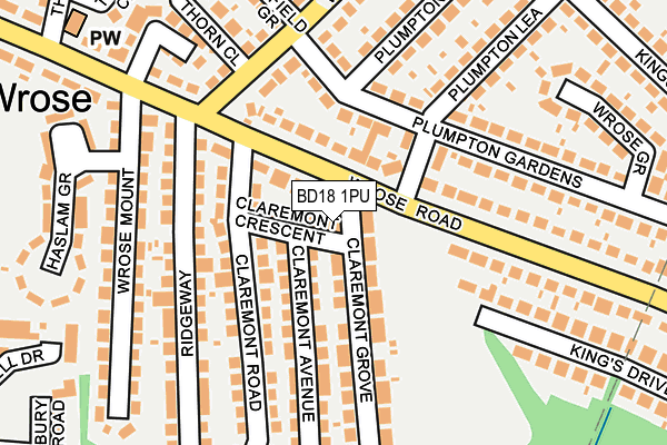 BD18 1PU map - OS OpenMap – Local (Ordnance Survey)