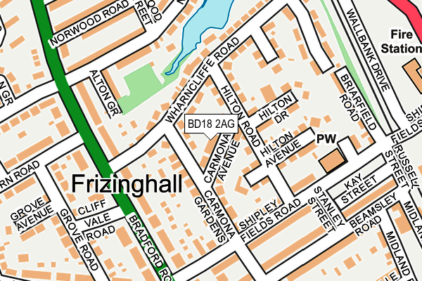 BD18 2AG map - OS OpenMap – Local (Ordnance Survey)