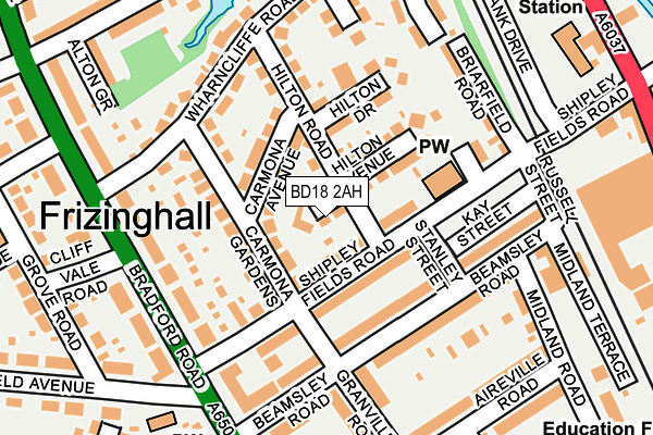 BD18 2AH map - OS OpenMap – Local (Ordnance Survey)
