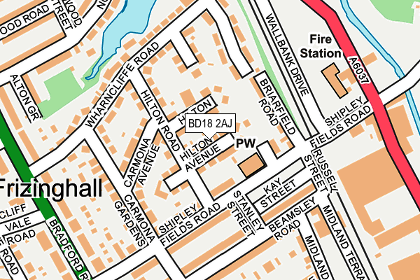 BD18 2AJ map - OS OpenMap – Local (Ordnance Survey)