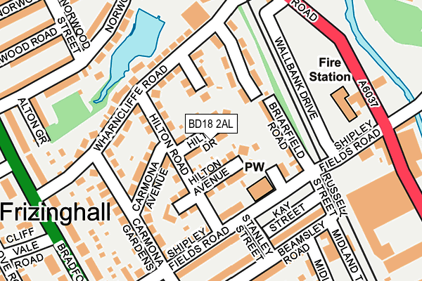 BD18 2AL map - OS OpenMap – Local (Ordnance Survey)