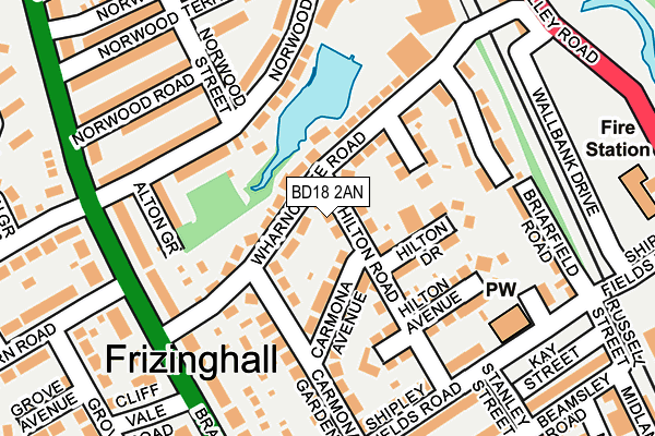 BD18 2AN map - OS OpenMap – Local (Ordnance Survey)