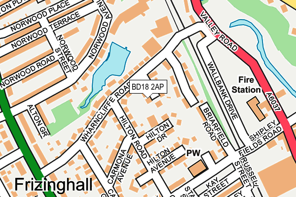 BD18 2AP map - OS OpenMap – Local (Ordnance Survey)