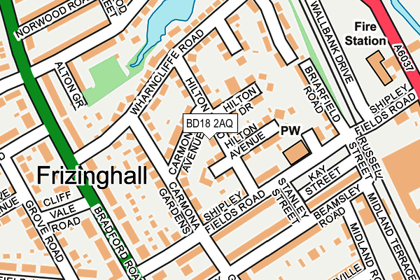 BD18 2AQ map - OS OpenMap – Local (Ordnance Survey)