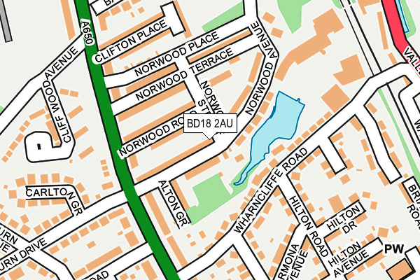 BD18 2AU map - OS OpenMap – Local (Ordnance Survey)