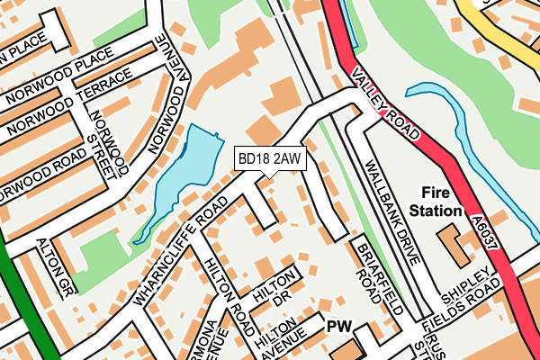 BD18 2AW map - OS OpenMap – Local (Ordnance Survey)