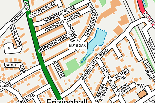 BD18 2AX map - OS OpenMap – Local (Ordnance Survey)