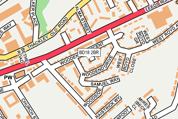 BD18 2BR map - OS OpenMap – Local (Ordnance Survey)