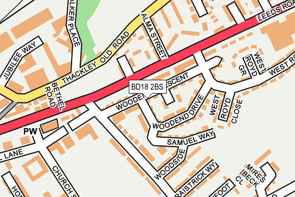 BD18 2BS map - OS OpenMap – Local (Ordnance Survey)