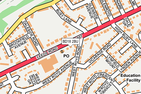 BD18 2BU map - OS OpenMap – Local (Ordnance Survey)