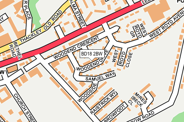 BD18 2BW map - OS OpenMap – Local (Ordnance Survey)