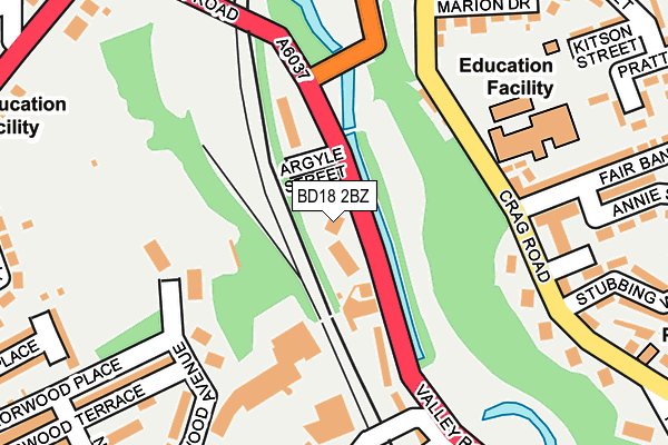 BD18 2BZ map - OS OpenMap – Local (Ordnance Survey)