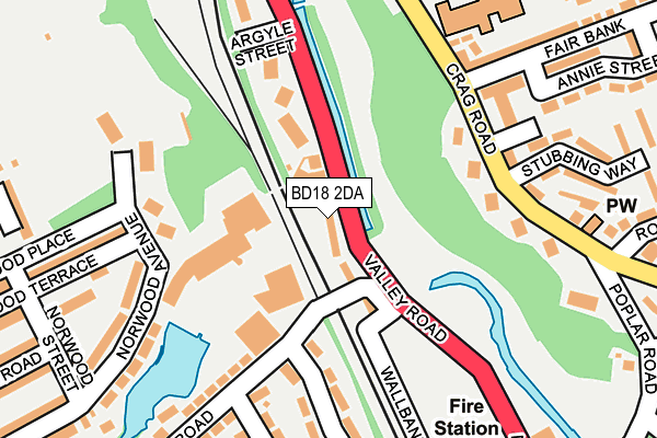 BD18 2DA map - OS OpenMap – Local (Ordnance Survey)