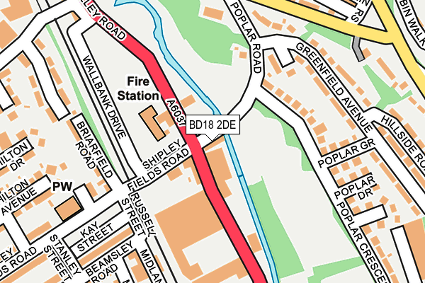 BD18 2DE map - OS OpenMap – Local (Ordnance Survey)