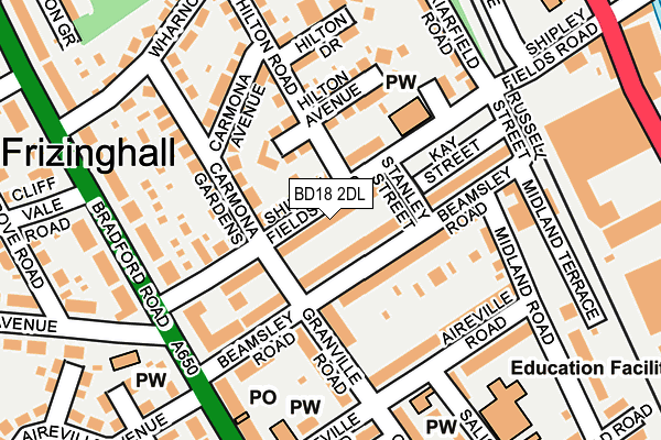 BD18 2DL map - OS OpenMap – Local (Ordnance Survey)
