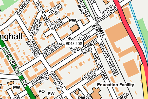 BD18 2DS map - OS OpenMap – Local (Ordnance Survey)