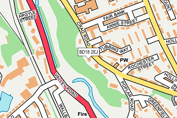 BD18 2EJ map - OS OpenMap – Local (Ordnance Survey)