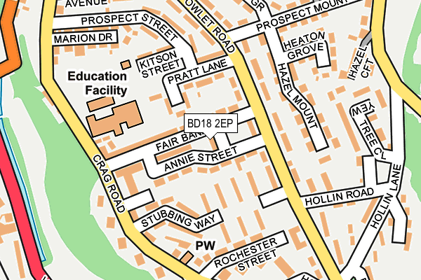 BD18 2EP map - OS OpenMap – Local (Ordnance Survey)