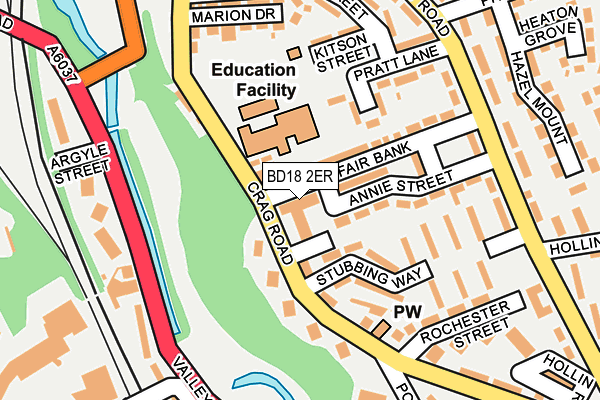 BD18 2ER map - OS OpenMap – Local (Ordnance Survey)