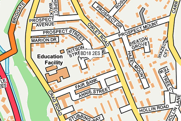 BD18 2ES map - OS OpenMap – Local (Ordnance Survey)