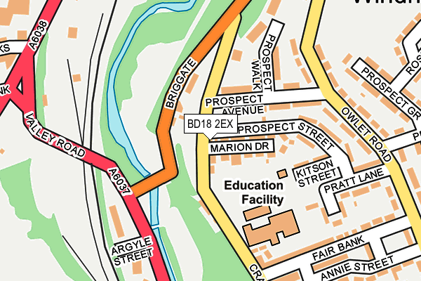 BD18 2EX map - OS OpenMap – Local (Ordnance Survey)