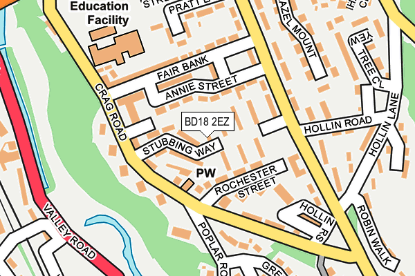 BD18 2EZ map - OS OpenMap – Local (Ordnance Survey)