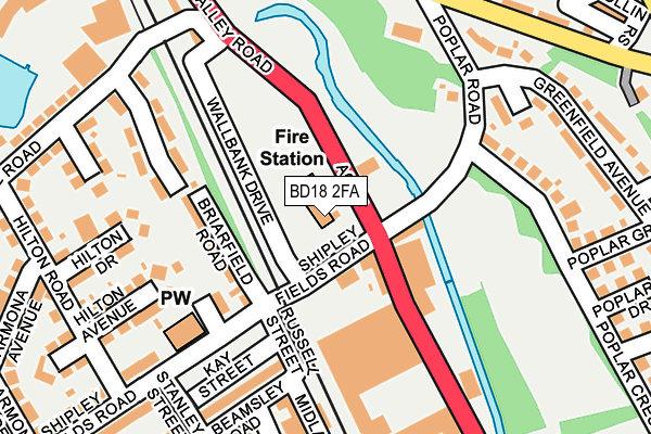 BD18 2FA map - OS OpenMap – Local (Ordnance Survey)