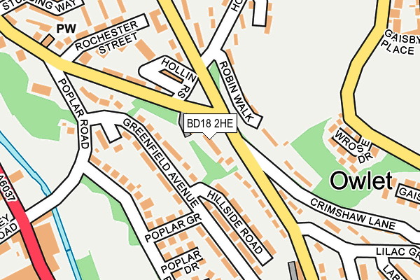 BD18 2HE map - OS OpenMap – Local (Ordnance Survey)