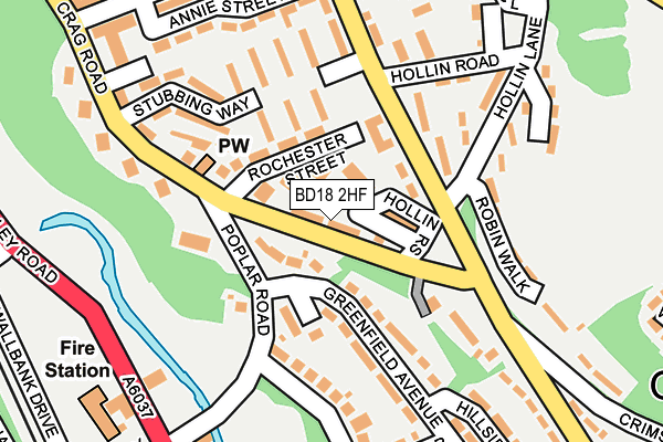 BD18 2HF map - OS OpenMap – Local (Ordnance Survey)