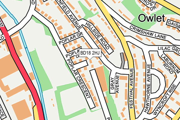 BD18 2HJ map - OS OpenMap – Local (Ordnance Survey)