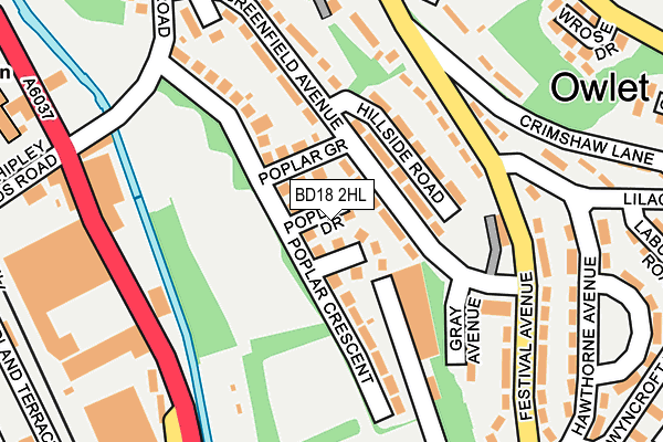 BD18 2HL map - OS OpenMap – Local (Ordnance Survey)