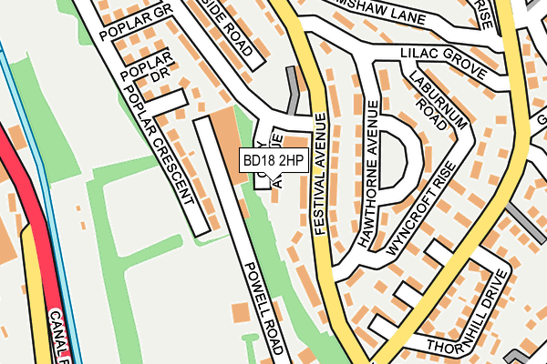 BD18 2HP map - OS OpenMap – Local (Ordnance Survey)
