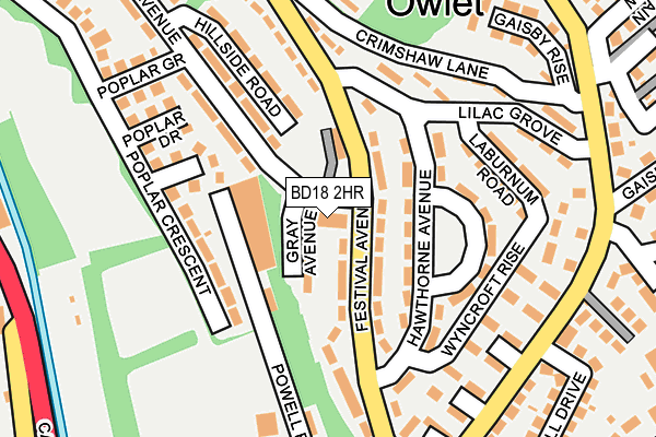 BD18 2HR map - OS OpenMap – Local (Ordnance Survey)