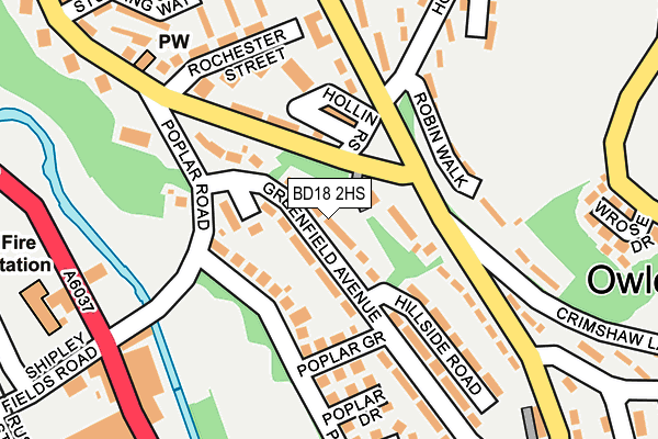 BD18 2HS map - OS OpenMap – Local (Ordnance Survey)