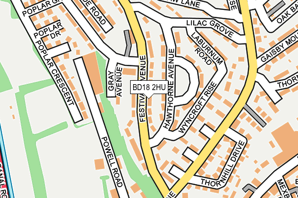 BD18 2HU map - OS OpenMap – Local (Ordnance Survey)