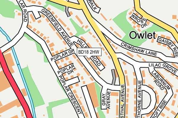 BD18 2HW map - OS OpenMap – Local (Ordnance Survey)