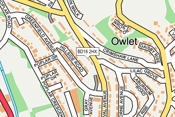 BD18 2HX map - OS OpenMap – Local (Ordnance Survey)