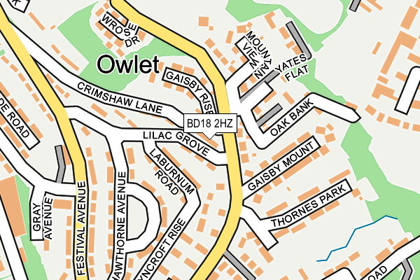 BD18 2HZ map - OS OpenMap – Local (Ordnance Survey)