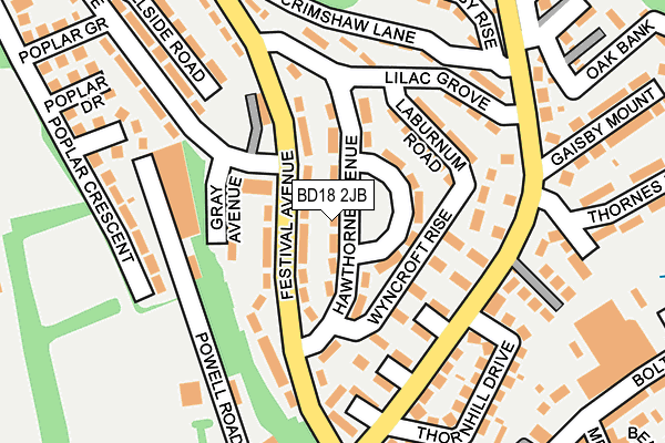BD18 2JB map - OS OpenMap – Local (Ordnance Survey)