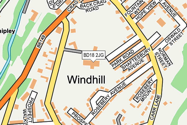 BD18 2JG map - OS OpenMap – Local (Ordnance Survey)