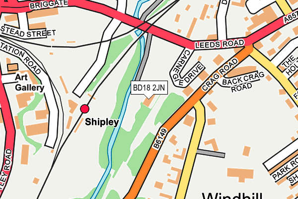 BD18 2JN map - OS OpenMap – Local (Ordnance Survey)