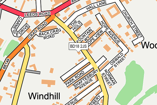 BD18 2JS map - OS OpenMap – Local (Ordnance Survey)