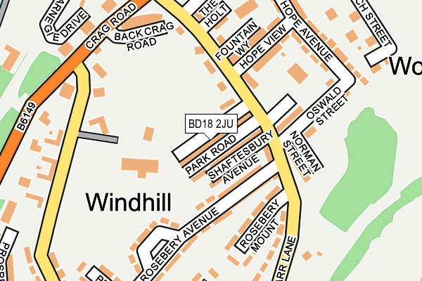 BD18 2JU map - OS OpenMap – Local (Ordnance Survey)