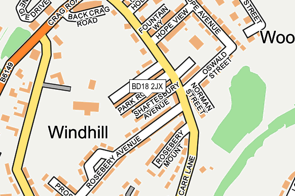 BD18 2JX map - OS OpenMap – Local (Ordnance Survey)